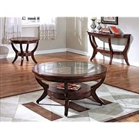 Coty Round Glass Cocktail Table In Brown Finish By Crown Mark Furniture