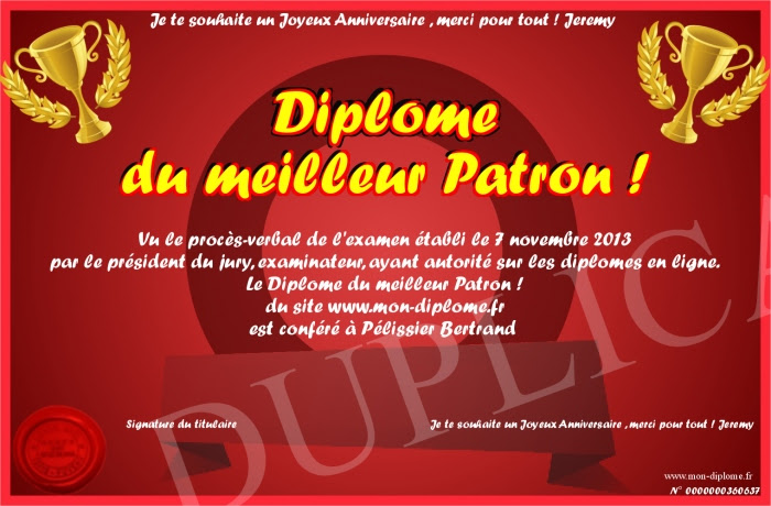 Diplome Du Meilleur Patron