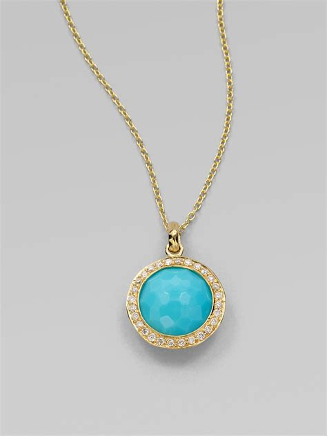 Sterling silver hammered ball illusion chain necklace from the ippolita rock candy collection. Ippolita Lollipop Turquoise, Diamond 18k Yellow Gold Mini