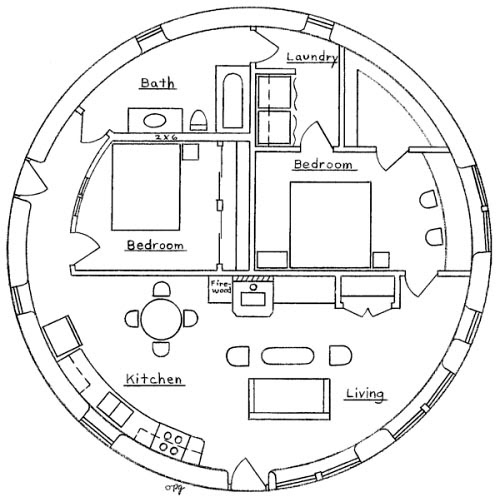 Earthbag Building: Two Bedroom Roundhouse Plan