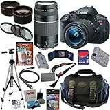 Canon EOS Rebel T5i 18.0 MP CMOS Digital Camera with EF-S 18-55mm f/3.5-5.6 IS STM Zoom Lens + EF 75-300mm f/4-5.6 III Telephoto Zoom Lens + Telephoto & Wide Angle Lenses + 12pc Bundle 32GB Deluxe Accessory Kit