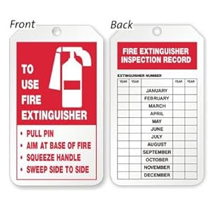 Fire Extinguisher Inspection Record Tag 10 pt PF Cardstock ...
