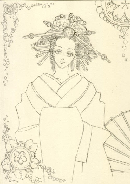 真似っこ花魁線画 手作りまんがブログ