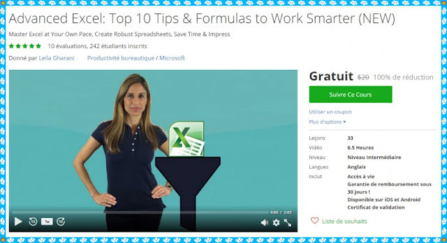 [100% Free Udemy Coupon] Advanced Excel: Top 10 Tips & Formulas to Work Smarter (NEW)