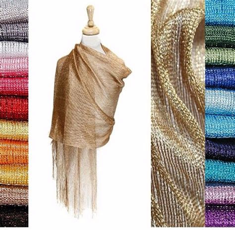 womens metallic fishnet fringe scarf shawl wrap party