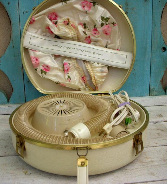 Vintage Hair Dryer. Every Saturday...Hamburgers...sponge curlers and...Shirley Temple curls.