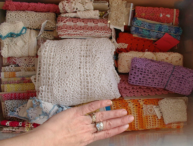 handmade lace box hand for size reference