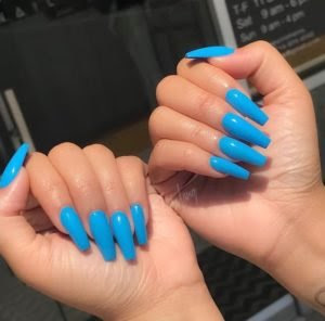 Coffin Matte Aqua Blue Baby Blue Nails Mighty Bonita