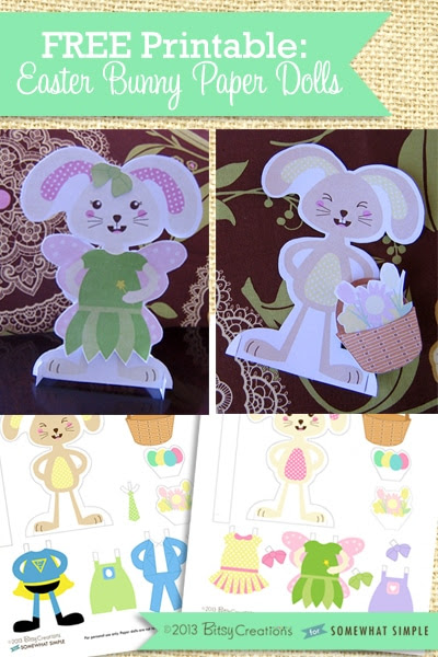 Free Printable Easter Bunny Paper Dolls from Somewhat Simple