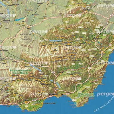 mapa geografico almeria Provincia de Almería. Mapa artístico e ilustrado.pergeo.es