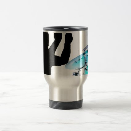 Drummer sticks in air shadow blue invert drums coffee mugs