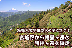 箱根大文字焼の大の字に立つ！宮城野から明星ヶ岳と明神ヶ岳を縦走