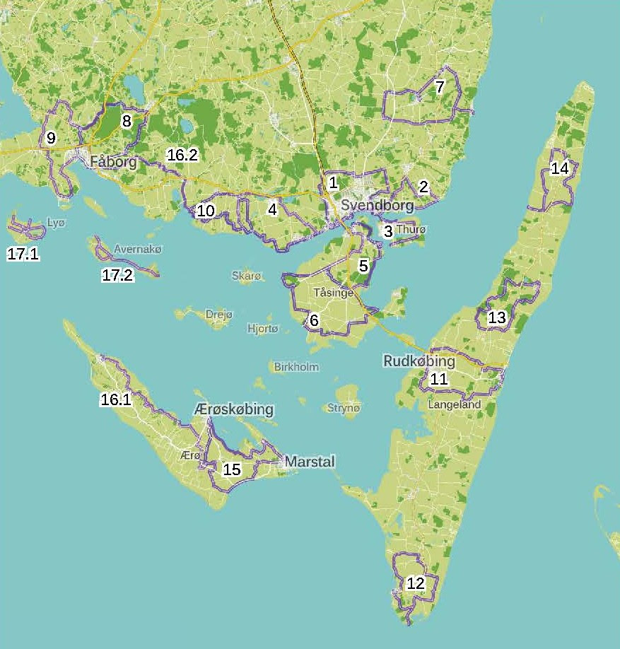 kort over ærø fyn og øer Cykelture Onkring Det Sydfynske Ohav kort over ærø fyn og øer