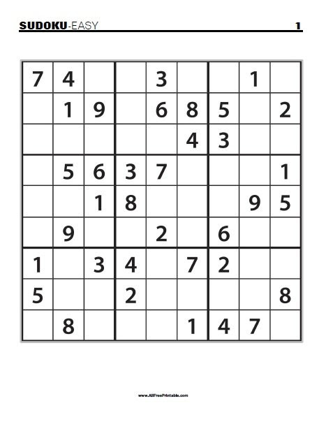 Easy Sudoku Puzzles | Free Printable