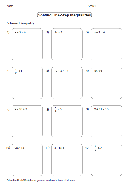 Inequality Algebra Exercises - systems of inequalities practice ...
