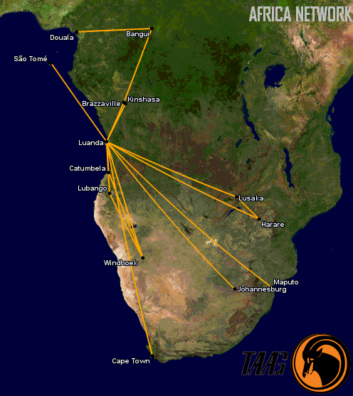 TAAG Angolan Airlines Africa Network