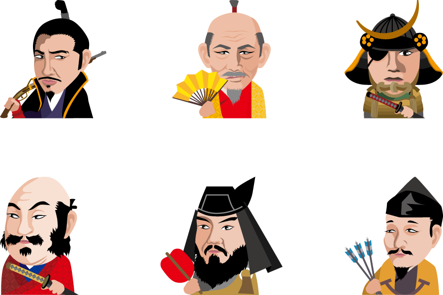 フリーイラスト 織田信長や豊臣秀吉などの6人の戦国武将のセットでアハ体験 Gahag 著作権フリー写真 イラスト素材集