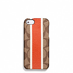 COACH HERITAGE SIGNATURE MOLDED IPHONE 5 CASE - COACH f67556 - KHAKI/PAPAYA