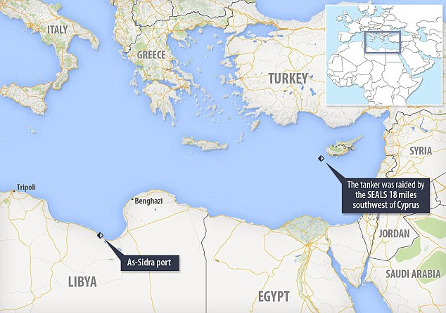 Ransom: The vessel was stolen from the port of As Sidra last month by Libyan anti-Government insurgents, who are demanding a greater share of oil wealth and autonomy from the country's fledgling administration. They were tracked down near Cyprus