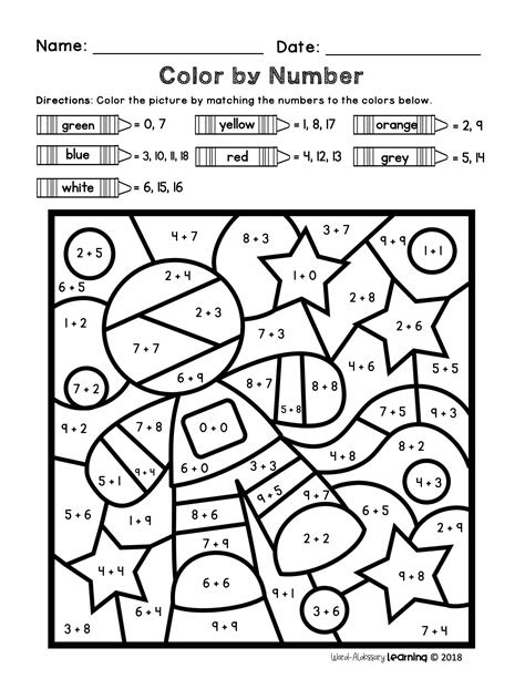  2nd grade color by number addition worksheets kidsworksheetfun
