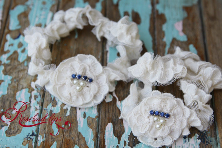 Pin Up Antique Rose Wedding Garter Set (includes identical toss garter) perfect for brides to be