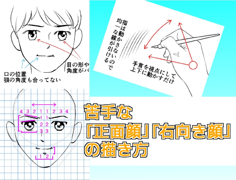 漫画テクニック 顔 の描き方 正面顔や苦手な 右向き顔 の簡単な描き方解説 Oyukihan S Blog 漫 パワー充電所