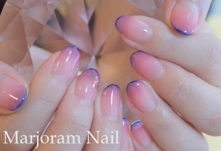 クリアカラー グラデーション 夕日ネイル 星アート 横浜 ネイルサロン Marjoram Nail 尾上怜子 グラデーションネイル