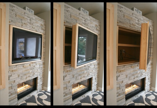 Hidden Storage + Swinging TV Cabinet - modern - living room ...