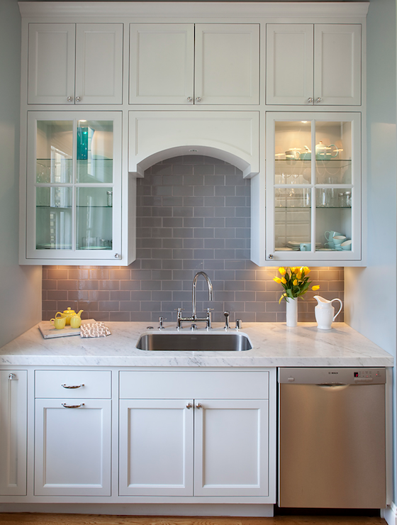 Grey Subway Tile Backsplash - Contemporary - kitchen - Artistic ...