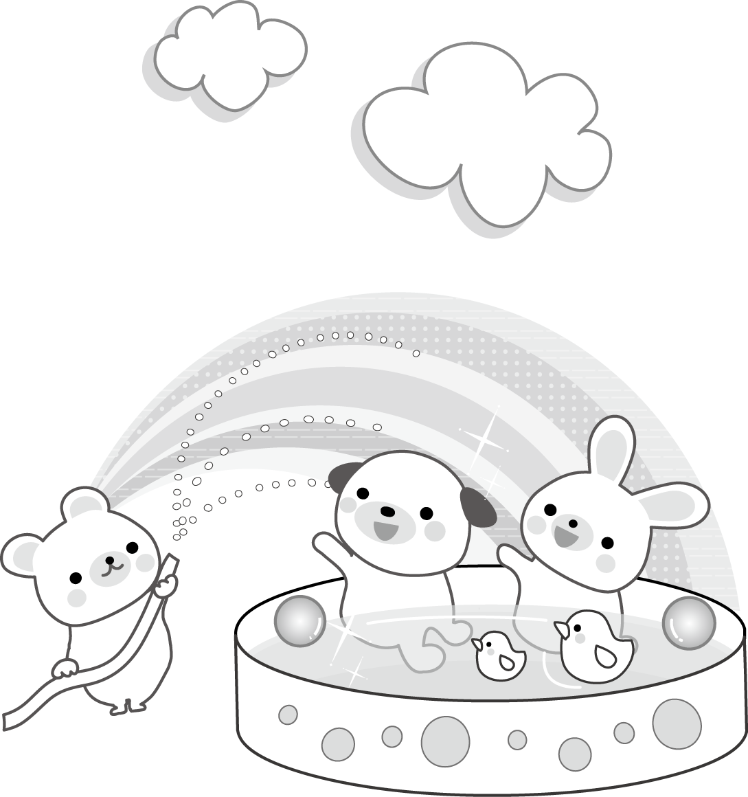 夏 プール水遊びのイラスト 無料イラスト フリー素材