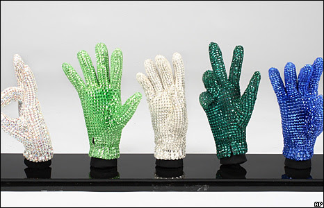 custom display of Michael Jackson's signature crstyal glove 