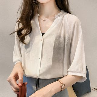 Barrimore 3/4-Sleeve Sheer Blouse 3/4-Sleeve Sheer Blouse