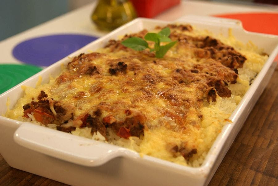 Arroz com Berinjela e Carne Moída