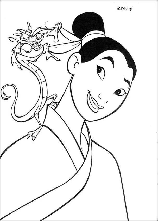 Fa mulan and her guardian mushu the dragon coloring pages ...