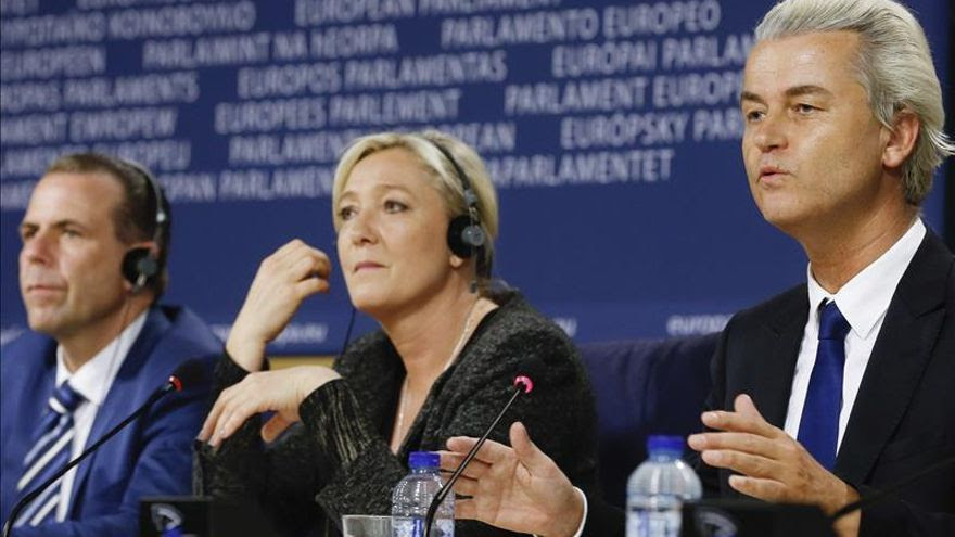 Marine Le Pen, del Frente Nacional francés y Geert Wilders, del Partido para la Libertad de Holanda, también de extrema derecha 