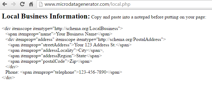 Local Schema markup code