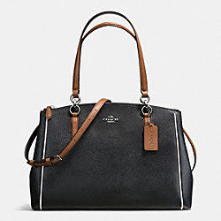 CHRISTIE CARRYALL WITH CONTRAST TRIM IN CROSSGRAIN LEATHER - COACH f57488 - SILVER/BLACK MULTI