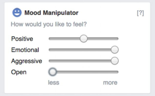 Sort it out: The Facebook Mood Manipulator allows you to filter the posts that appear in your feed based on the emotions they invoke