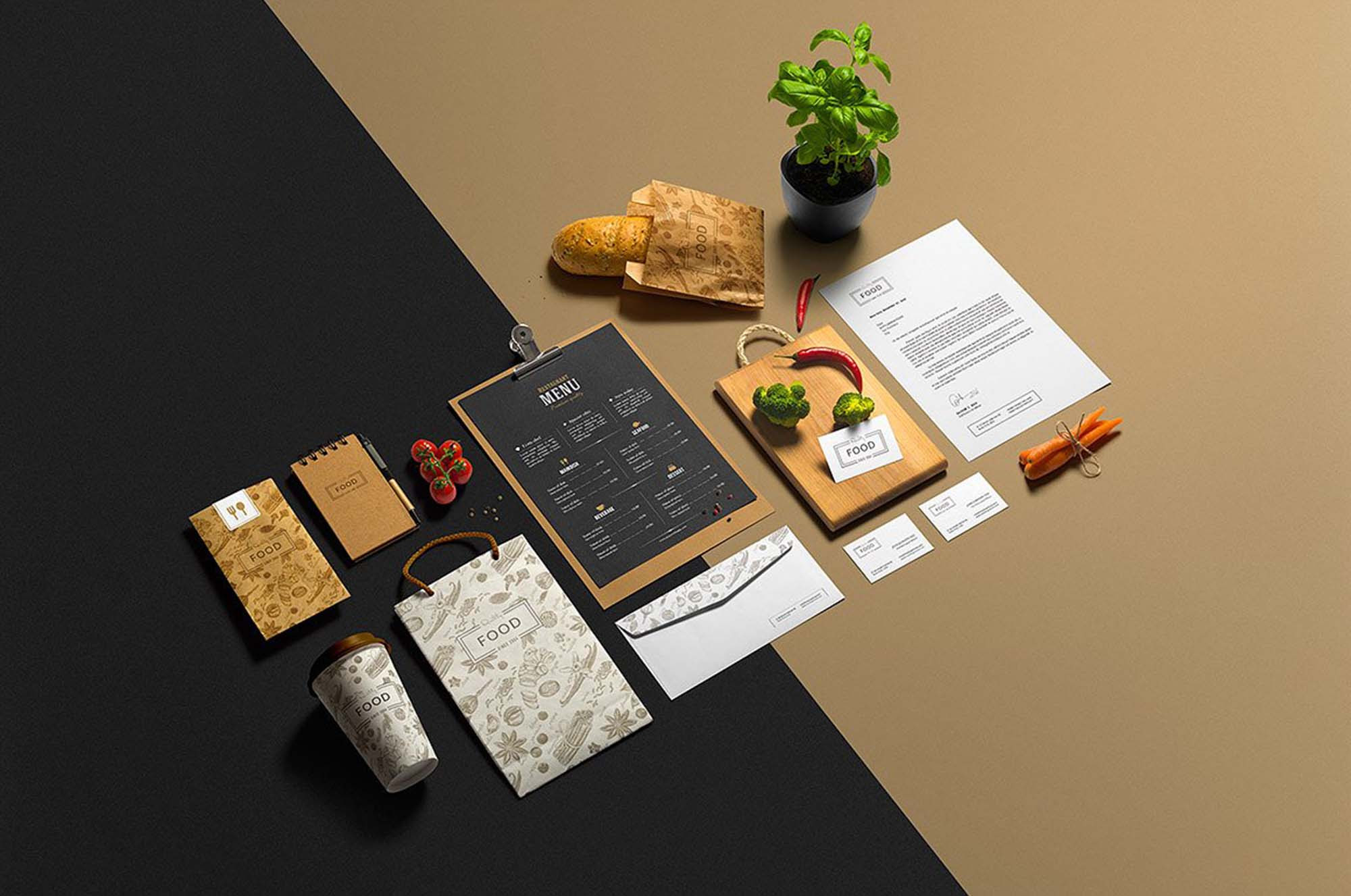 2 Free Restaurant Bar Branding Mockups Psd