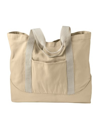 Authentic Pigment Large Canvas Tote bag, PUTTY, One Size