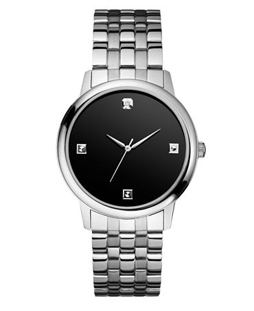 GUESS Watch, Men's Diamond Accent Stainless Steel Bracelet 40mm ...