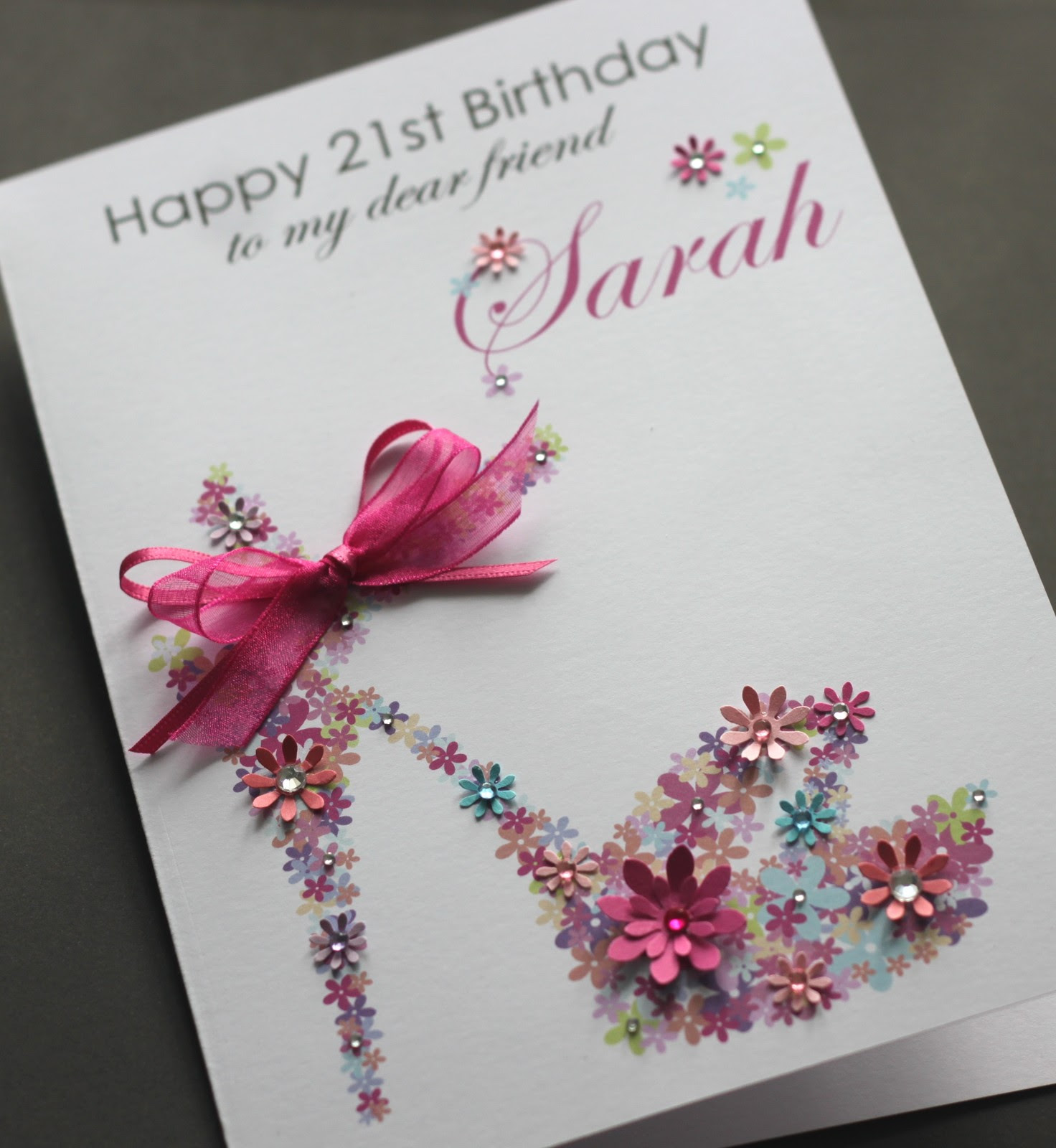 LARGE A5 Handmade Personalised FLORAL SHOE Birthday Card ...