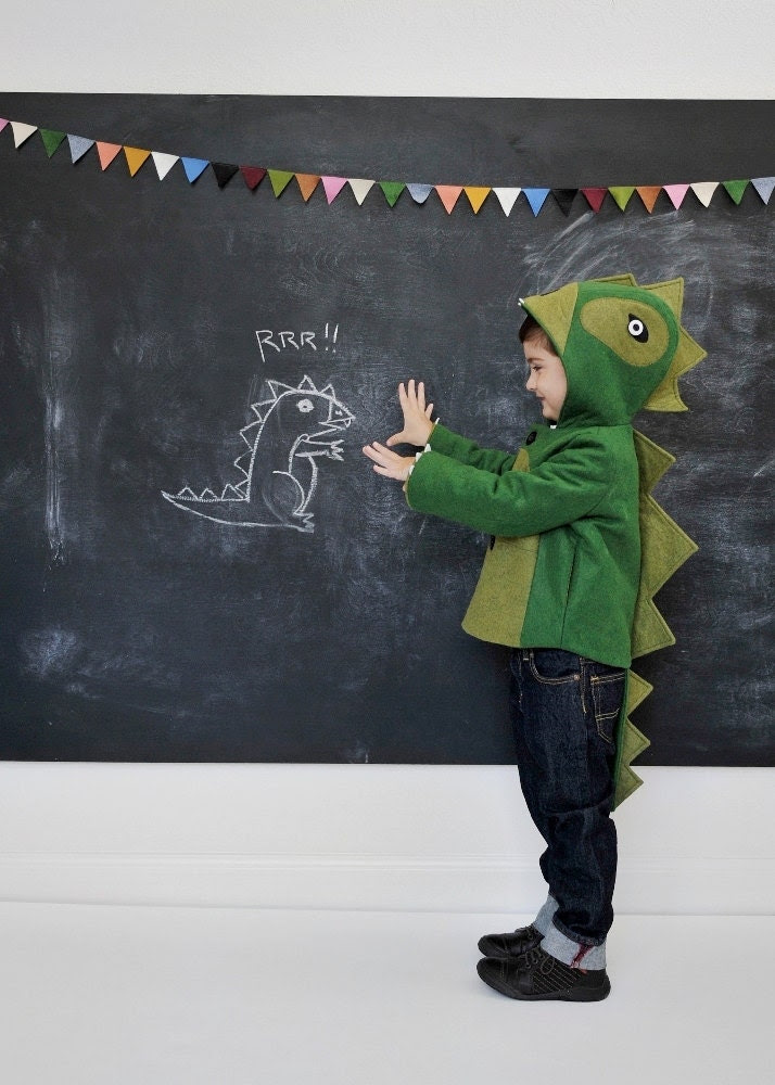 Kids Coat: Cheeky Green Dinosaur