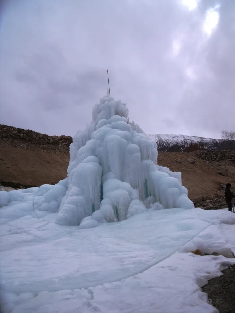 This is how a regular ice stupa looks like.