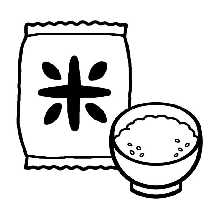 米 白黒 食材 食べ物 無料イラスト素材