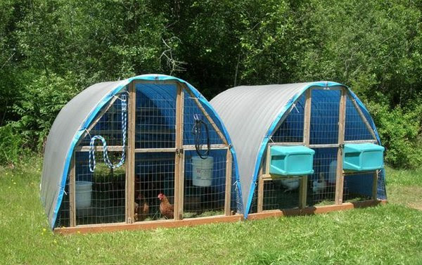 Build a hoop style chicken coop or chicken tractor using galvanize ...
