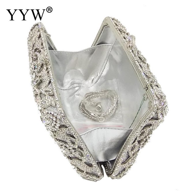 Discount Silver Evening Clutch Bag Clutch Luxury Handbags Women Bags Designer Pochette Femme Clutch Floral Wedding Bridal Purse Prom Sac