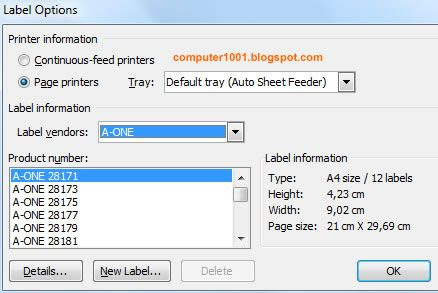 Label Options - Mail Merge Label
