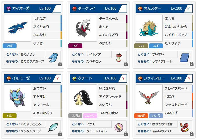6世代ダブル ポケモンバトルレジェンドで使用したパーティ ポケモン 自分用調整配分まとめ