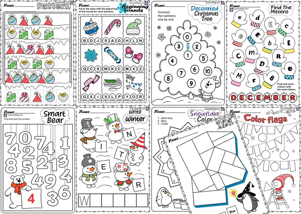 Kindergarten shapes math worksheets winter
